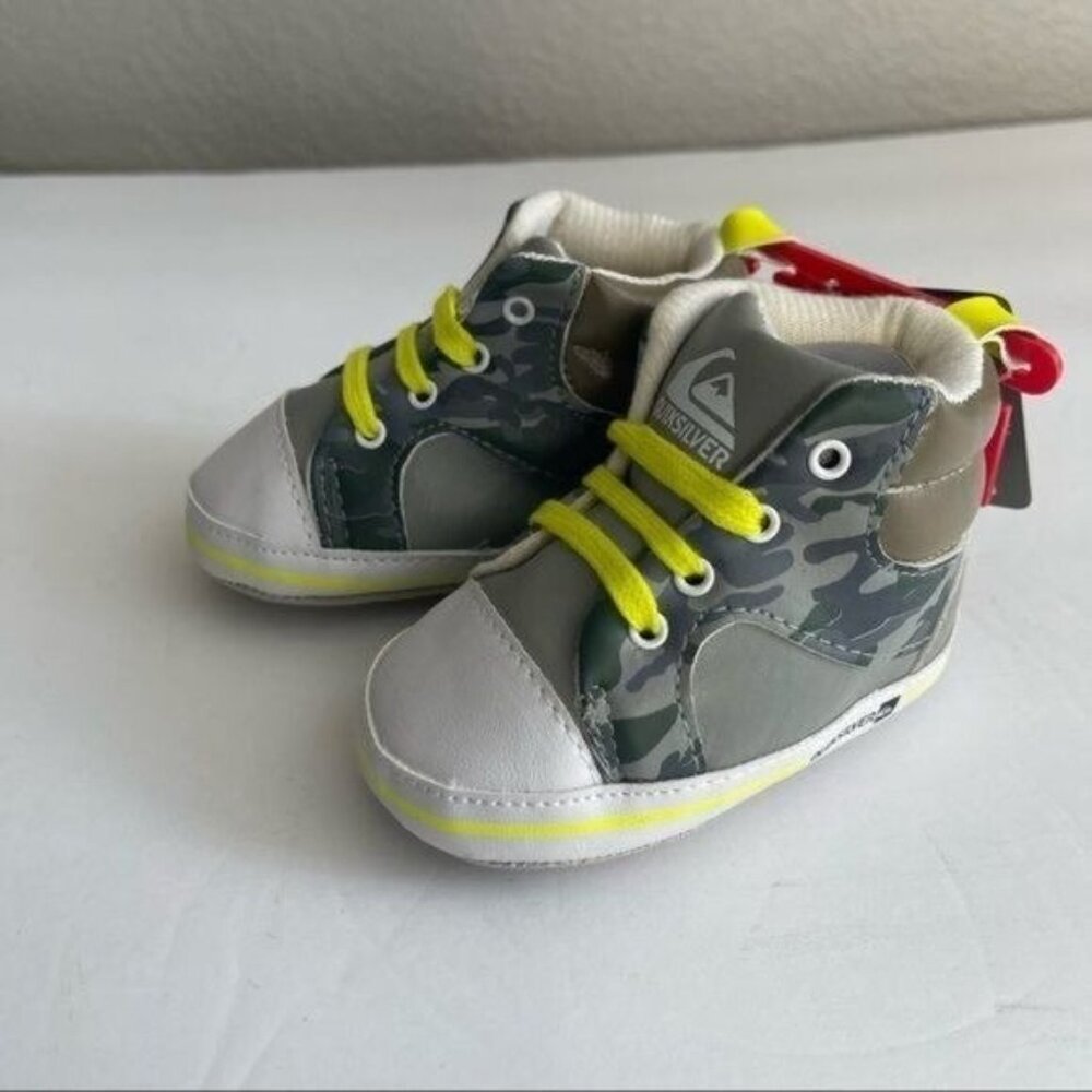 Quicksilver Baby Shoes High Top Sneakers Gray Camouflage 0-12 Months Available - Picture 4 of 6